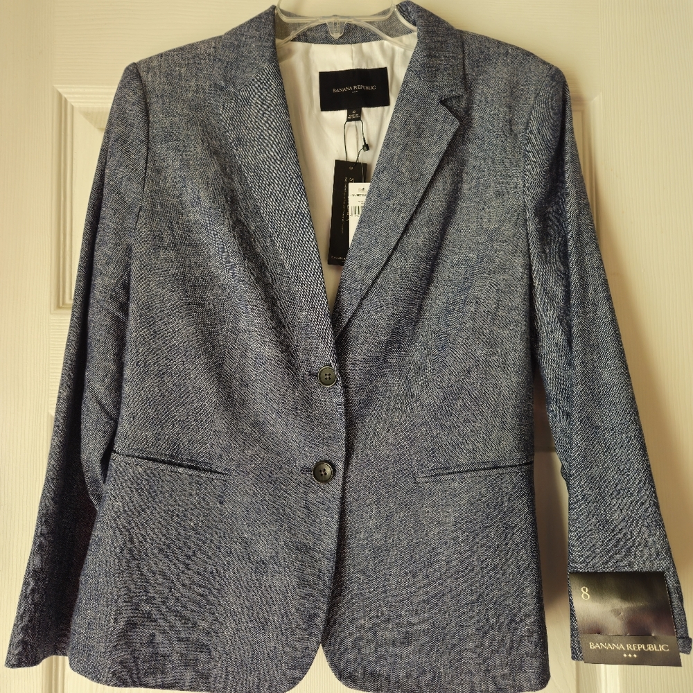 Banana Republic Factory Navy Linen Stretch Blazer NWT Size 8